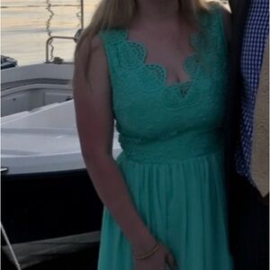 Soileblu size small aqua flowing maxi with beautiful knit top